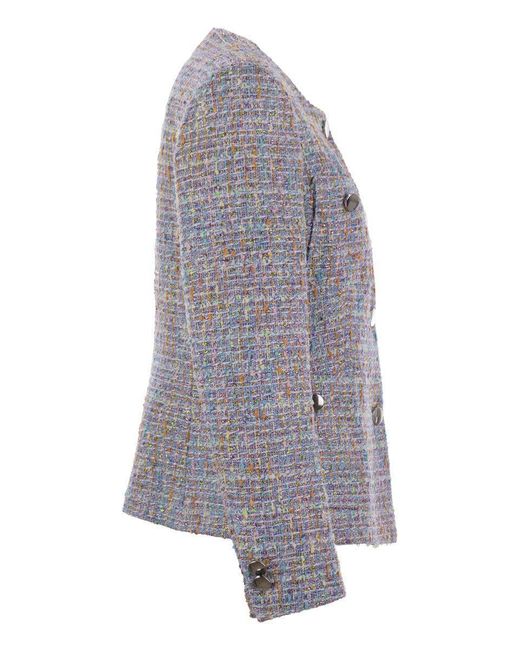 ジャケット TAGLIATORE Crew-neck jacket with front pockets Tagliatore Crew-Neck Jacket With Front Pockets in Blue | Lyst