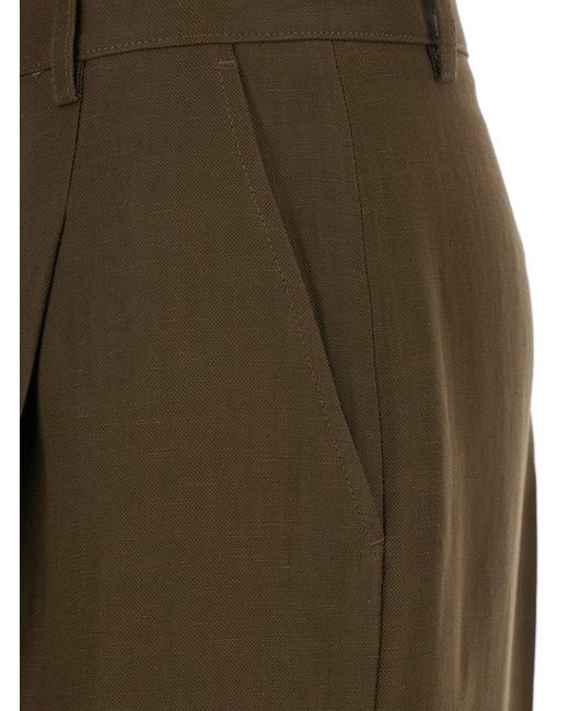 Pinko Green Pants With Belt Loops And Pleats