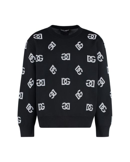 Dolce & Gabbana Black Crewneck Sweater With Logo for men