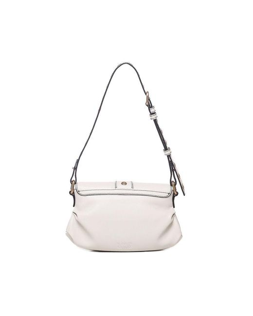 Pinko White Jolene Piccola Leather Shoulder Bag