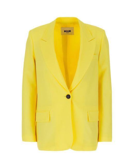 MSGM Yellow Stretch Cotton Blazer