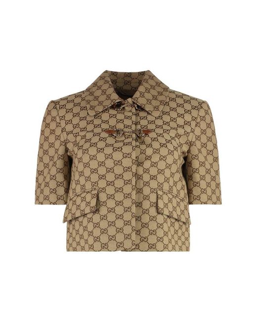 Gucci Brown Gg Fabric Jacket