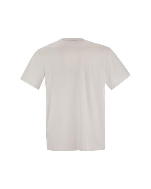 Fay White Cotton T-Shirt With Pocket for men