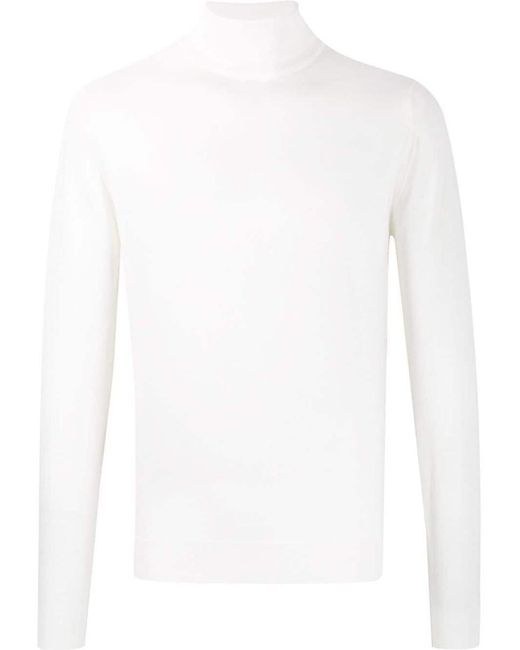 John Smedley White Cherwell Pullover Roll Neck Ls for men
