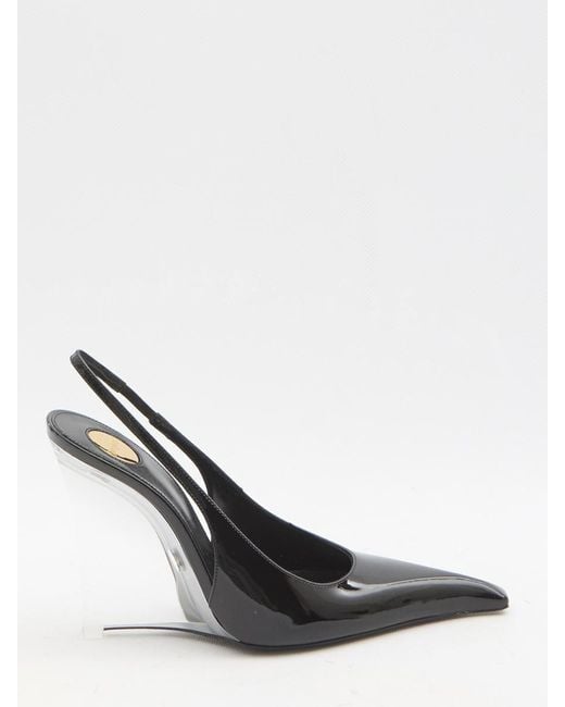 Saint Laurent Black Miller Wedge Pumps