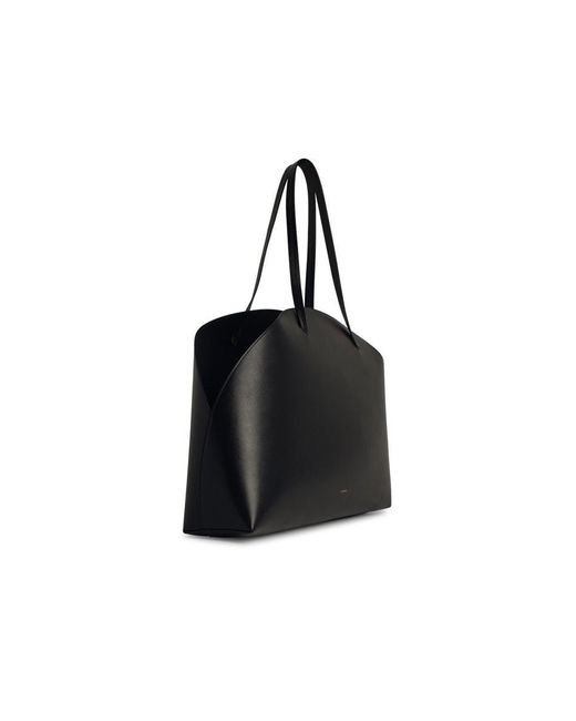Jil Sander Black 'Curve' Large Leather Crossbody Bag