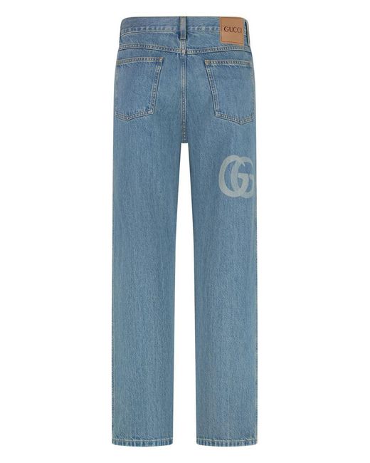 Gucci Blue 5-Pocket Straight-Leg Jeans for men