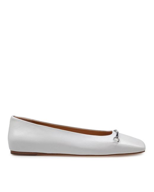 Michael Kors White Smooth Leather Ballerina