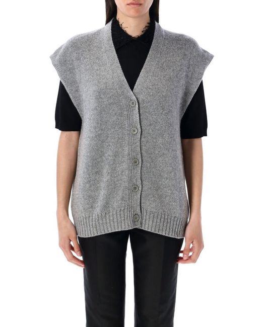 Fabiana Filippi Gray Sleeveless Cardigan