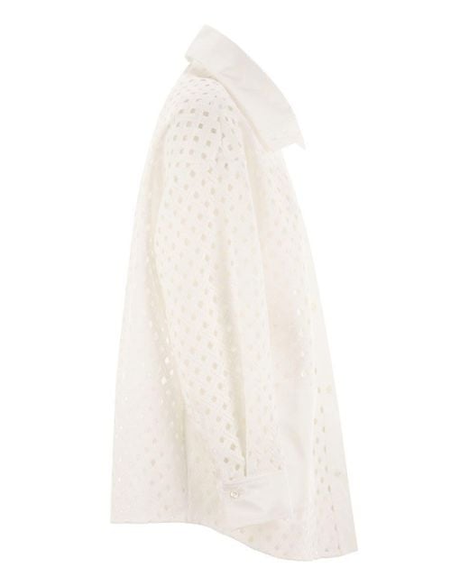 【関税&送料込み】Herno Crochet-Effect Shirt-Cut Jacket Herno Crochet-Effect Shirt-Cut Jacket in White | Lyst