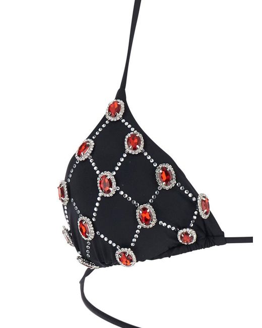 VENUJA White Bikini With Triangle Design And All-Over Crystal Decorations