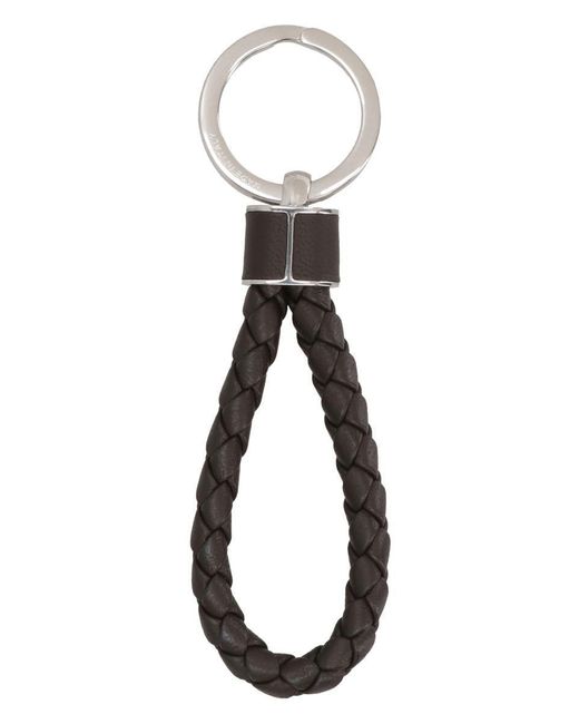 Bottega Veneta Black Leather Keyring for men
