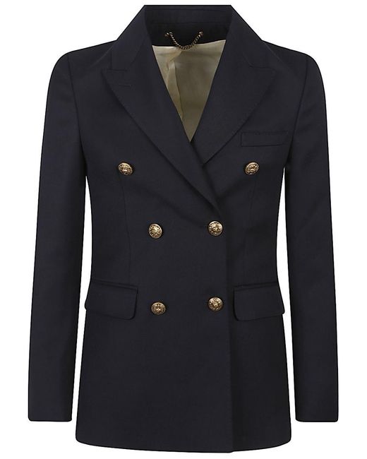 Golden Goose Deluxe Brand Blue Wool Blend Double-Breasted Coat
