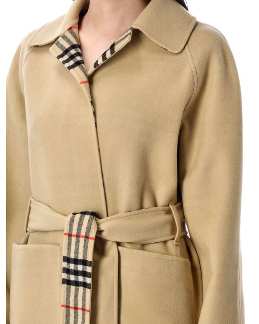 Burberry Natural Reversible Wool Wrap Coat