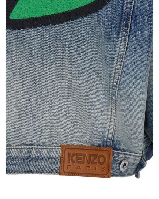 KENZO Blue Pop' Jacket With Logo Patch On The Rear And Maxi Logo On The Rear for men