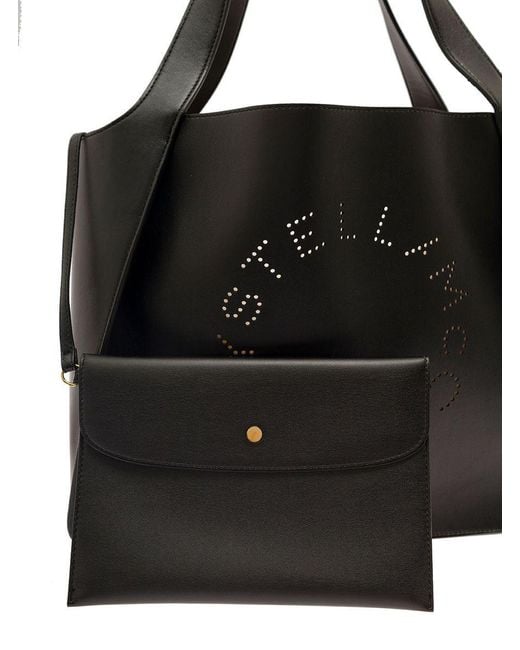 Stella McCartney Black Tote Bag With Perforated Logo