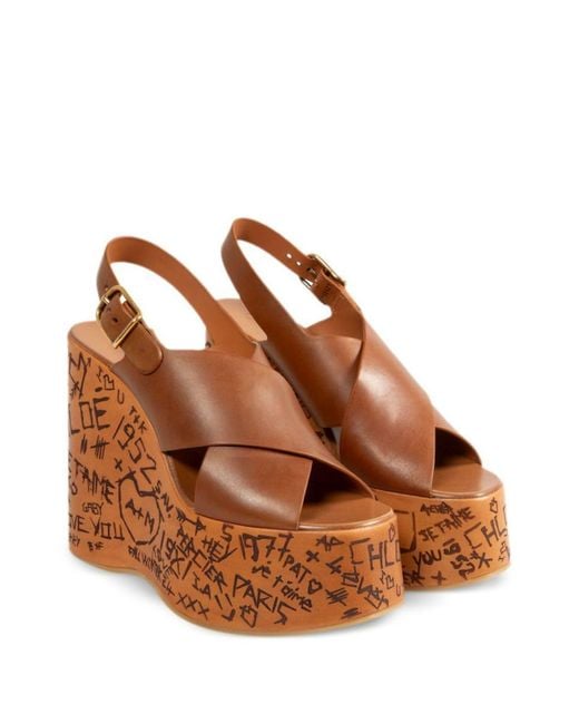 Chloé Brown Maxime Wedge Sandals