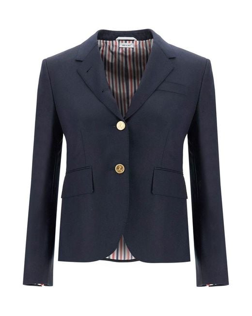 Thom Browne Blue Single-Breasted Cropped Jacket