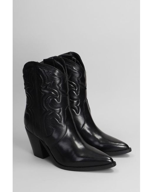 Julie Dee Black Texan Ankle Boots