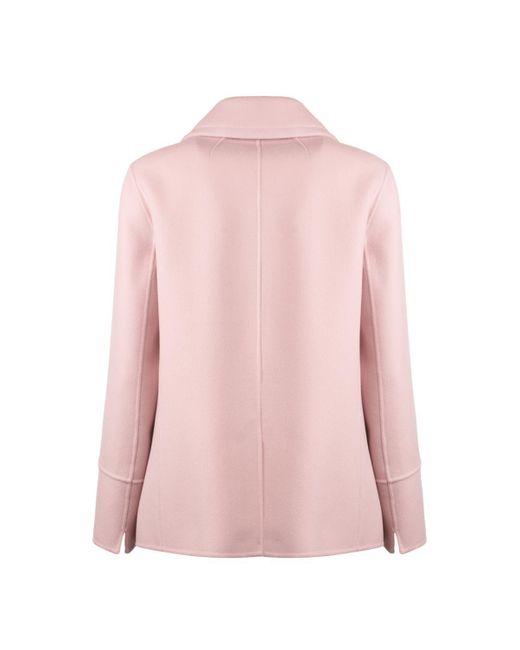 Max Mara Pink Single-Breasted Wool Caban