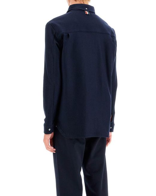 Thom Browne Blue "Button-Down Overshirt for men