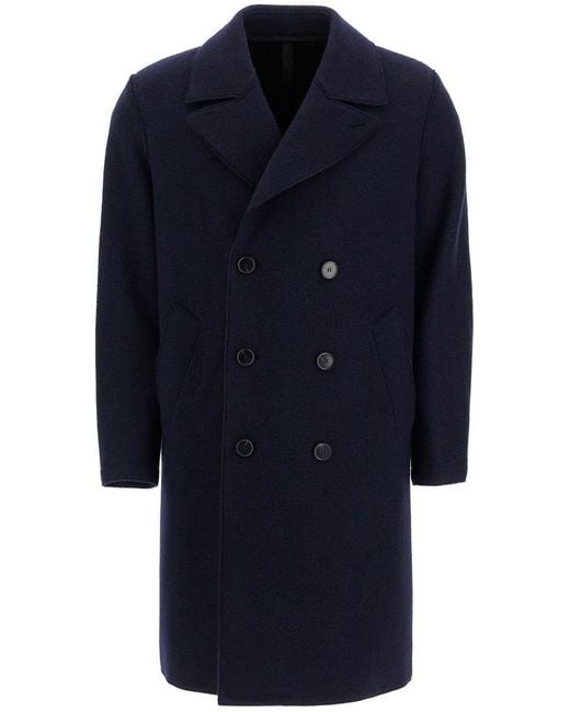 Harris Wharf London Blue Double-Breasted Wool Coat for men