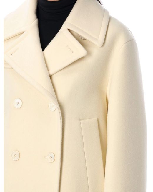 Jil Sander Double-Breasted Coat in Natural | Lyst