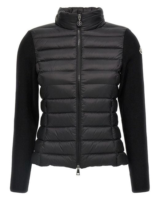Moncler Black Two-Material Cardigan