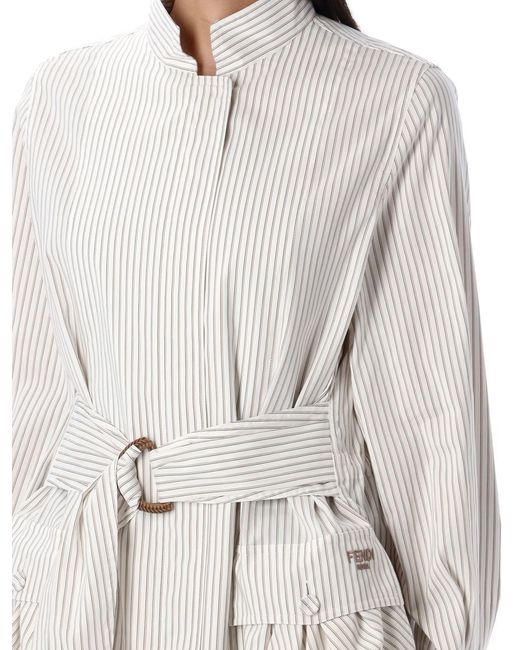 Fendi Striped Jacket in White | Lyst