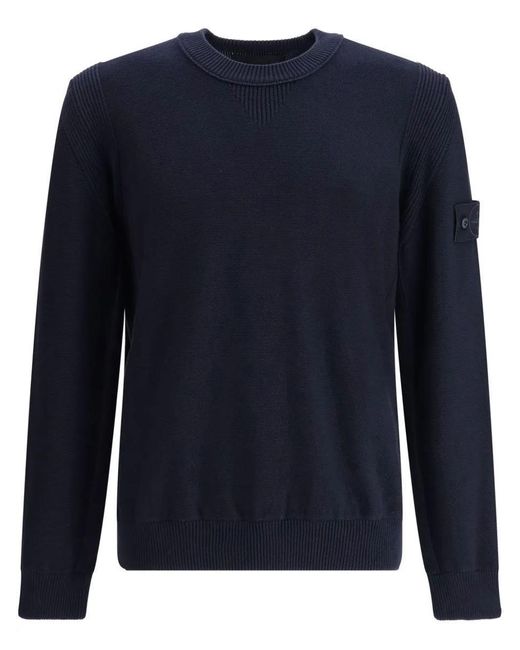 Stone Island Blue Loose Fit Crewneck Jumper Cotton Cashmere Ghost Piece Pack for men