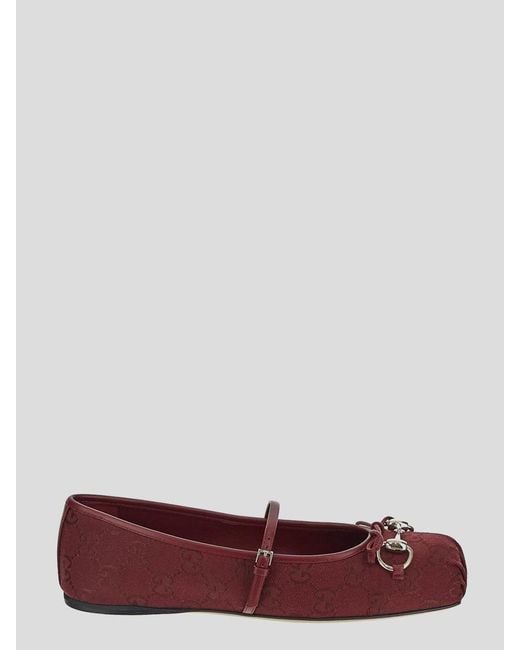 Gucci Red Horsebit Ballet Flats