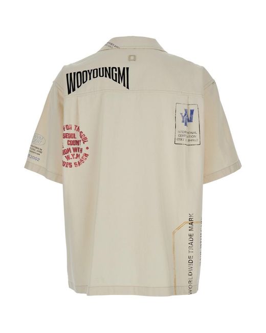Wooyoungmi White Bowling Shirt With Cubab Collar for men