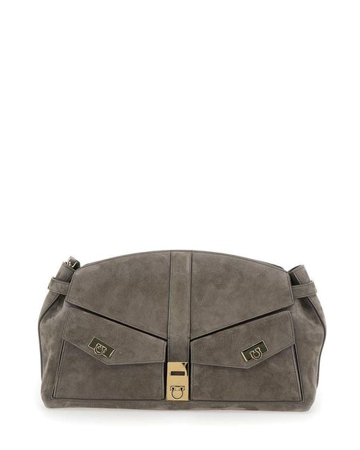 Ferragamo Gray Hug Pouch L