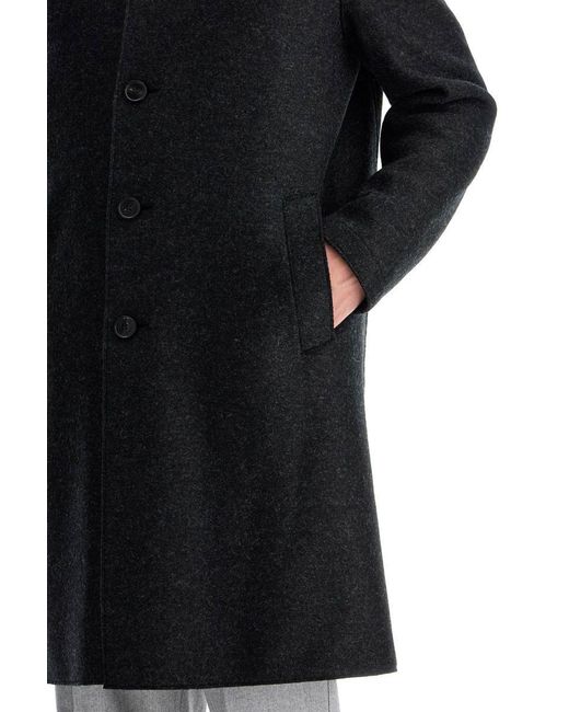 Harris Wharf London Black Single-Breasted Pressed Wool Coat for men