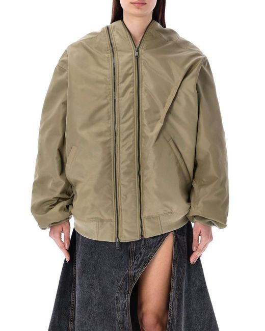 Y. Project Double Zip Bomber Jacket in Natural | Lyst