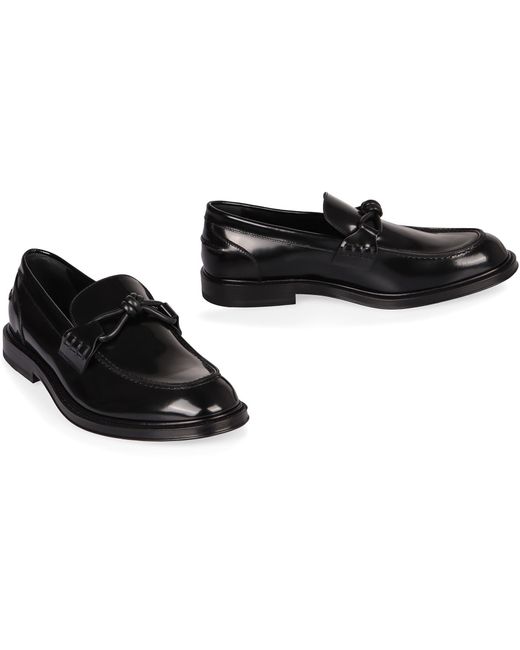 Bottega Veneta Black Brushed Leather Loafers for men