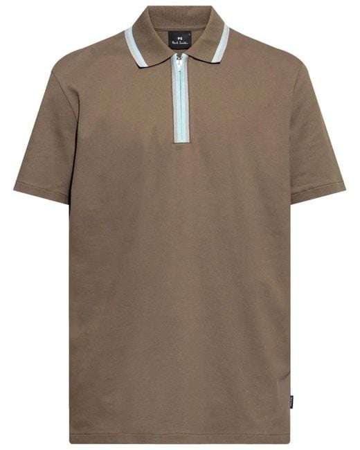 Tシャツ・カットソー Paul Smith MENS REGULAR FIT HALF ZIP POLO Paul Smith Half Zip Polo T Shirt Grey | Mainline Menswear