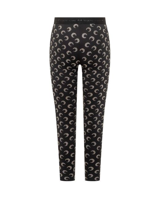 MARINE SERRE Black Leggings With Crescent Moon Decoration