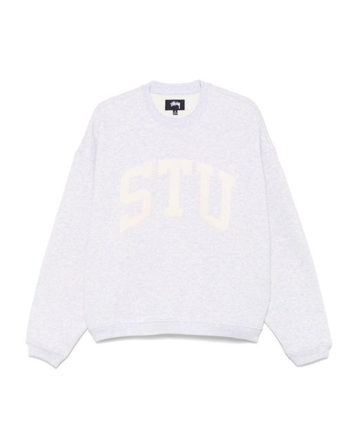 Stussy White Logo Cotton Sweathirt for men