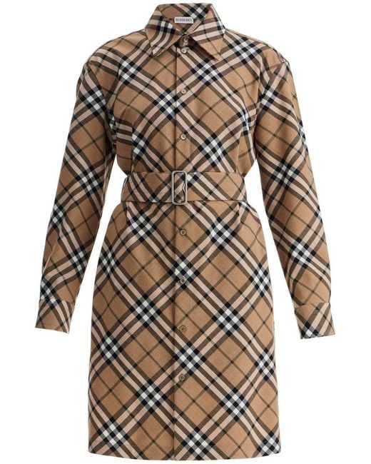 Burberry Natural Ered Wool Blend Chemisier Dress