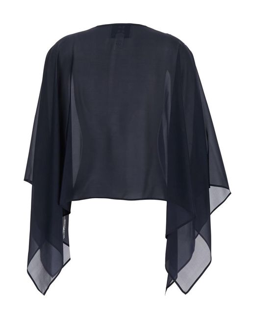 Federica Bonifaci Blue Midnight Cape With Long Wide Sleeves And Finishes On The Edges