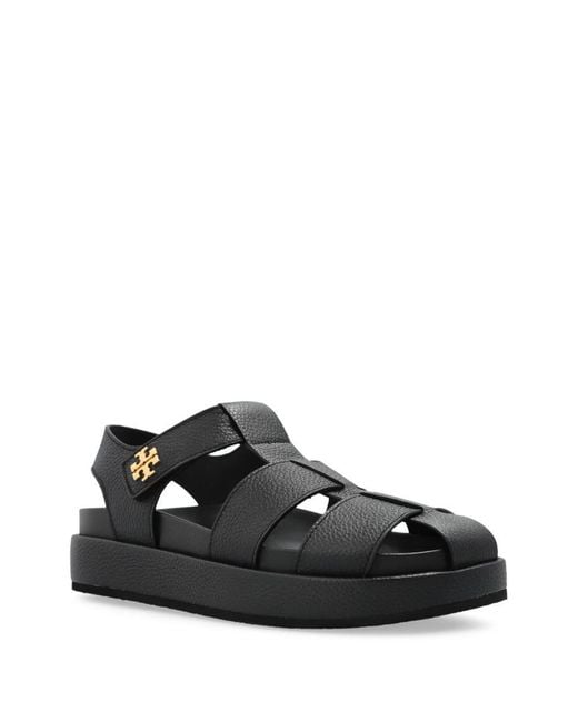 Tory Burch Black Kira Fisherman Sport Leather Sandals