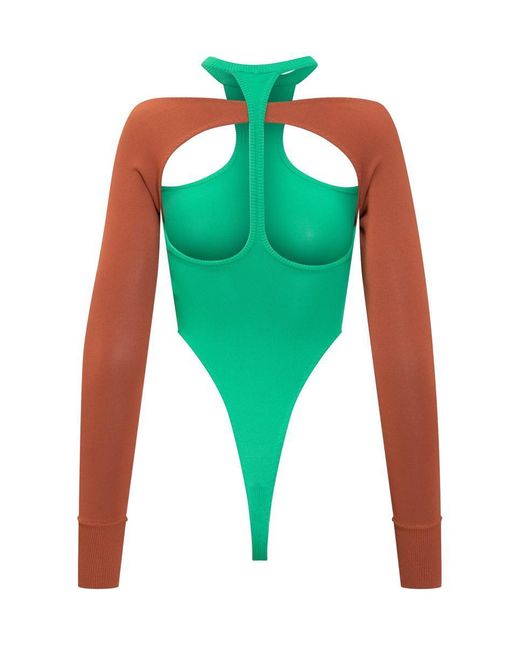 ALESSANDRO VIGILANTE Green Two-Tone Bodysuit