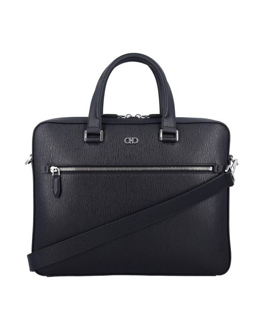 Ferragamo Black Gancini Business Bag for men