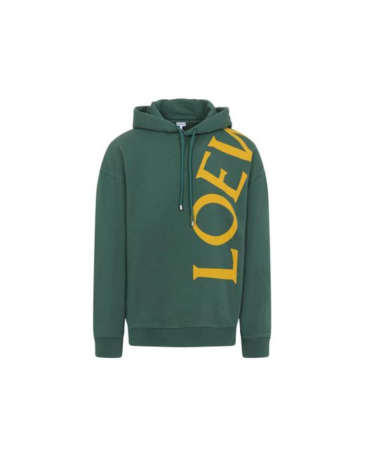 Loewe Green Relaxed Fit Hoodie With Bold Logo