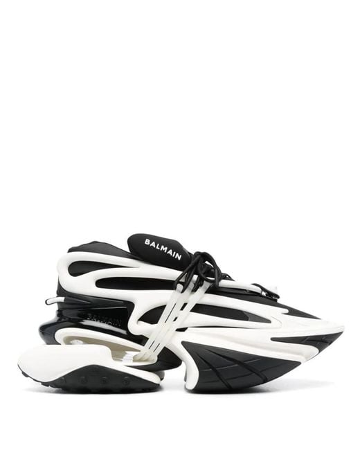 Balmain White Unicorn Low-Top Sneakers for men