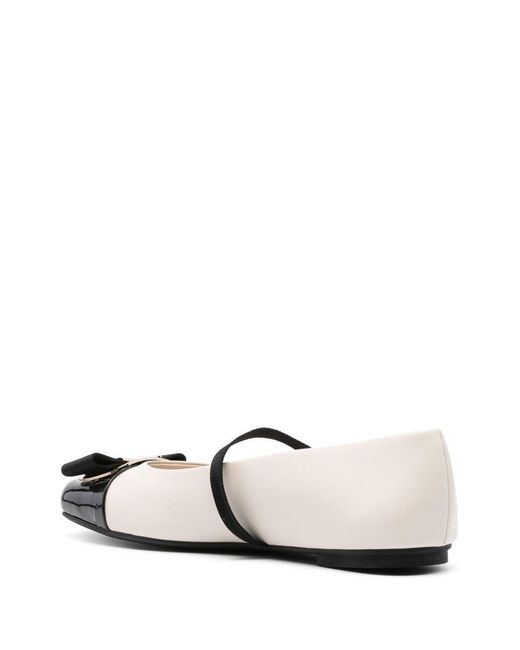 Ferragamo White Ballet Flats Zina Toe