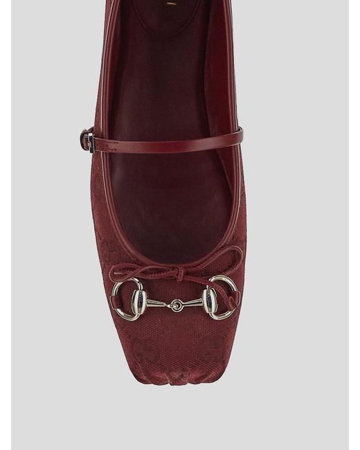 Gucci Red Horsebit Ballet Flats
