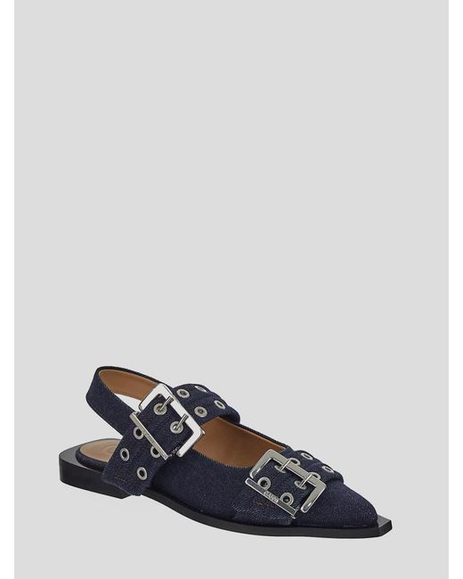 Ganni Blue Flat Shoes