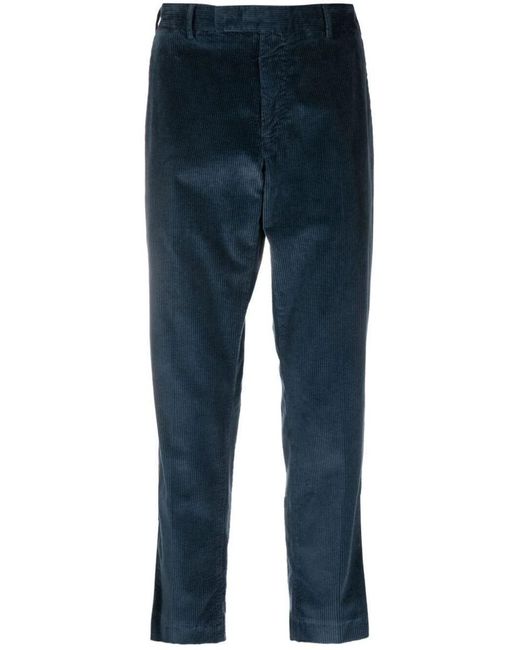 PT Torino Blue Rebel Stretch Velvet Trousers for men